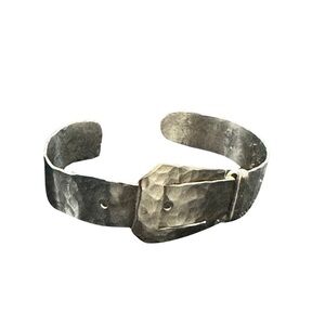 Dented silver cuff bracelet